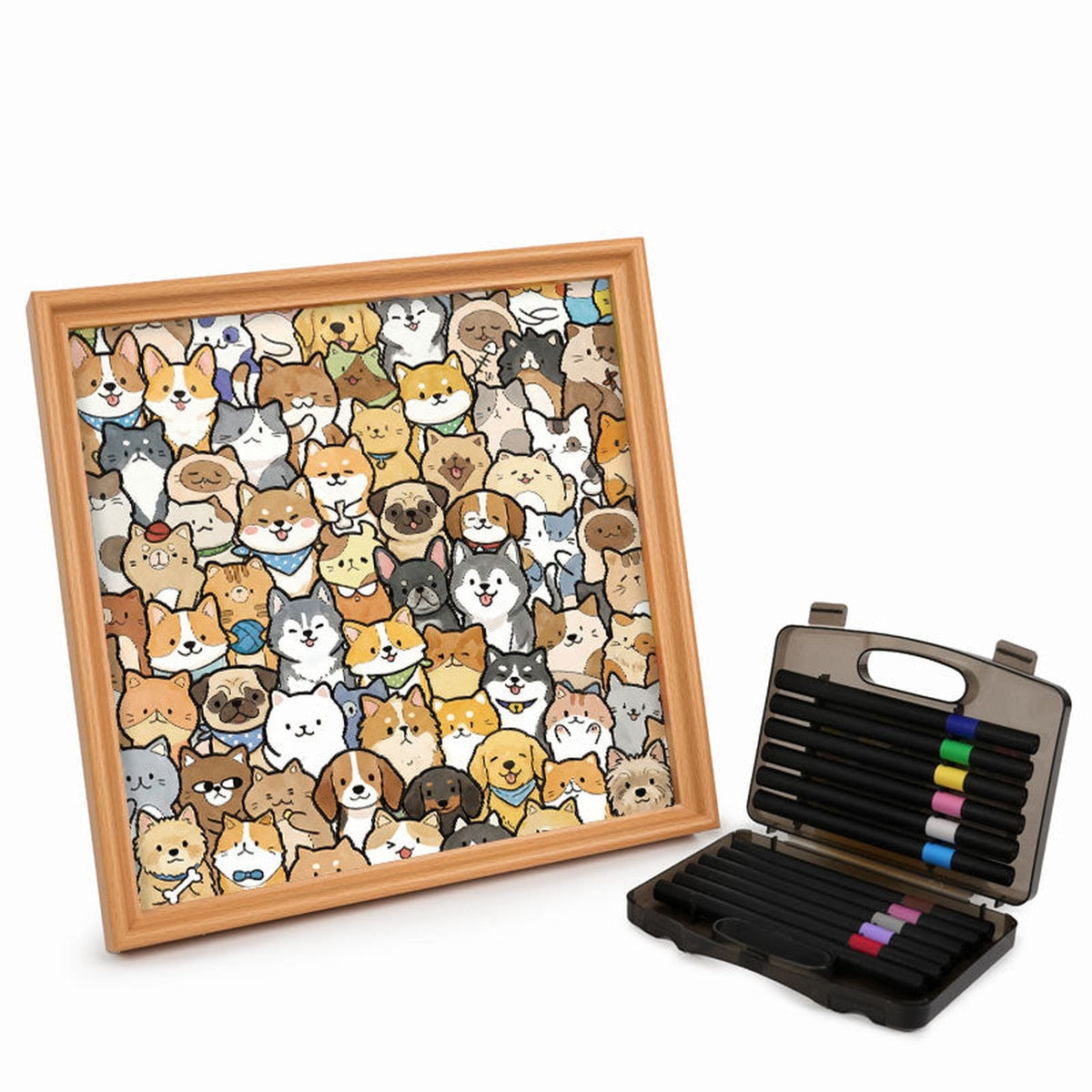 Wooden Coloring Puzzle: Puppy Pile